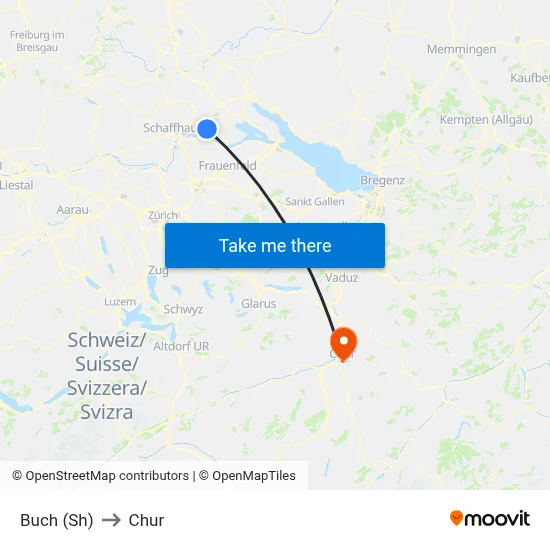 Buch (Sh) to Chur map