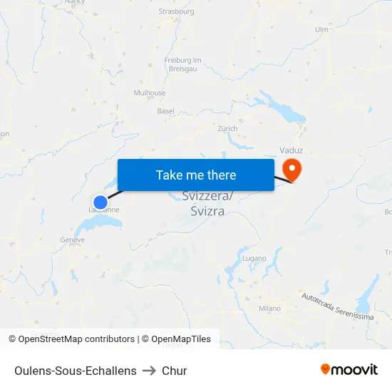 Oulens-Sous-Echallens to Chur map
