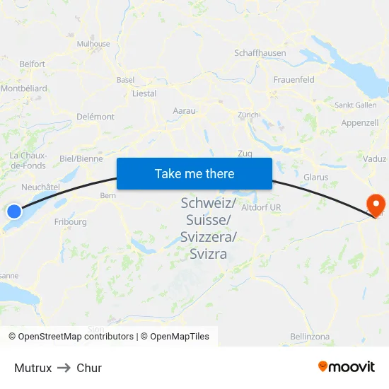 Mutrux to Chur map