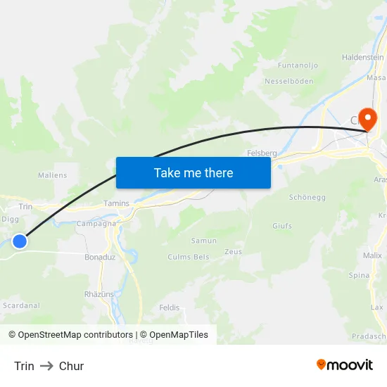 Trin to Chur map