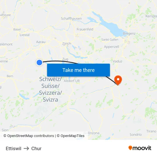 Ettiswil to Chur map