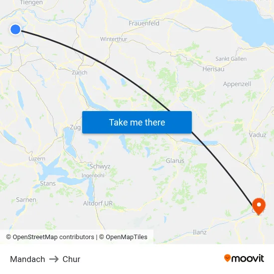Mandach to Chur map