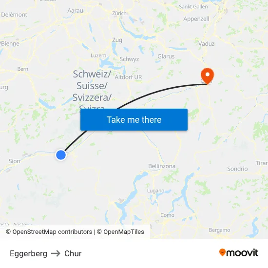 Eggerberg to Chur map