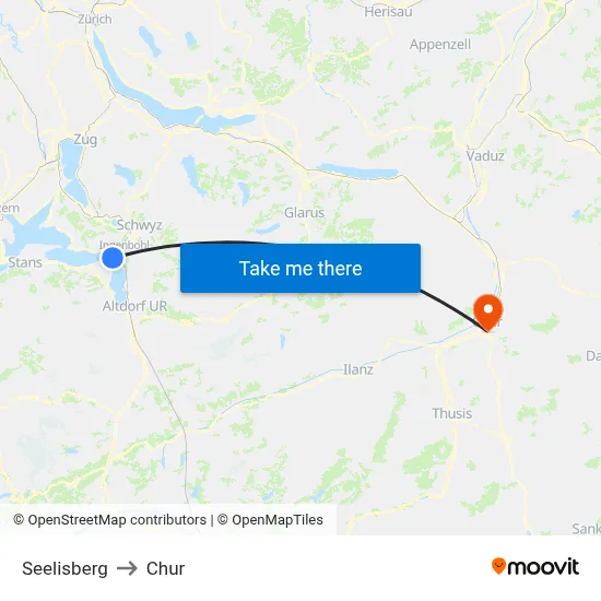 Seelisberg to Chur map