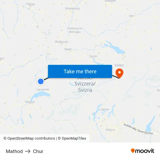 Mathod to Chur map