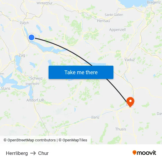 Herrliberg to Chur map