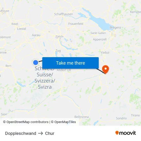 Doppleschwand to Chur map