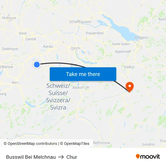 Busswil Bei Melchnau to Chur map
