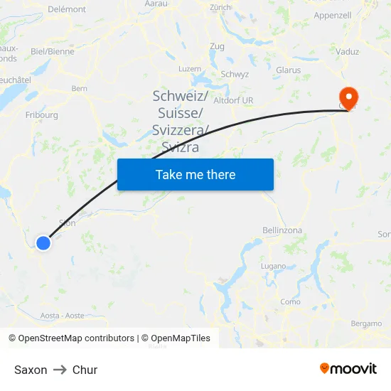 Saxon to Chur map