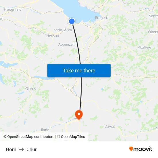Horn to Chur map
