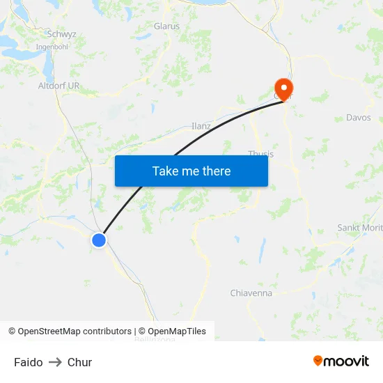 Faido to Chur map