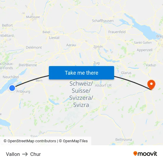 Vallon to Chur map