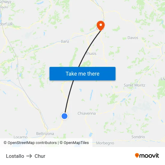 Lostallo to Chur map