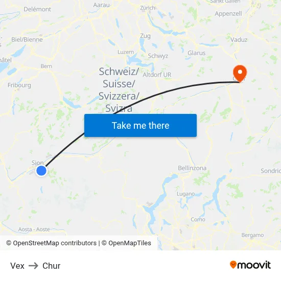 Vex to Chur map