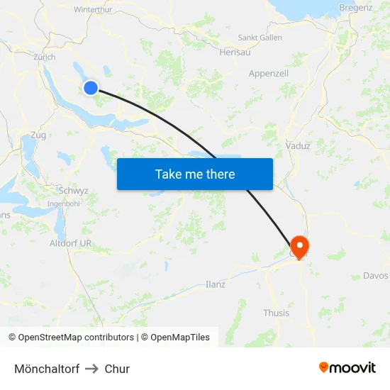 Mönchaltorf to Chur map