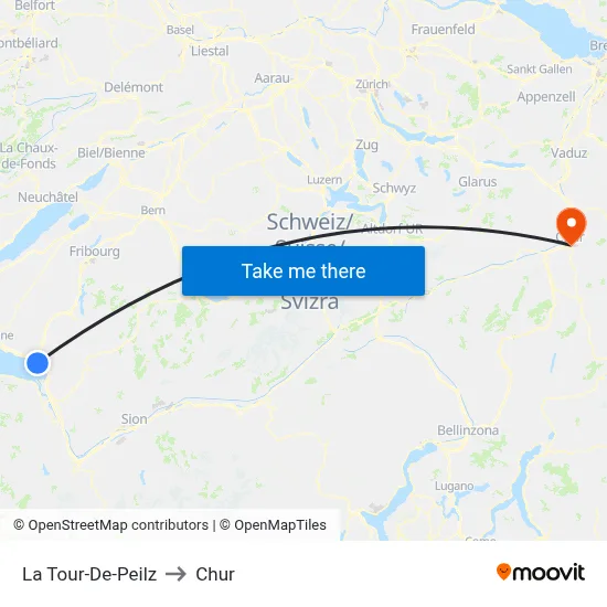 La Tour-De-Peilz to Chur map