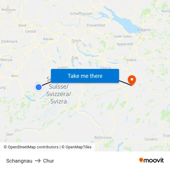 Schangnau to Chur map