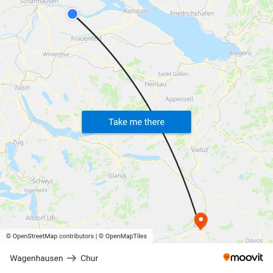 Wagenhausen to Chur map