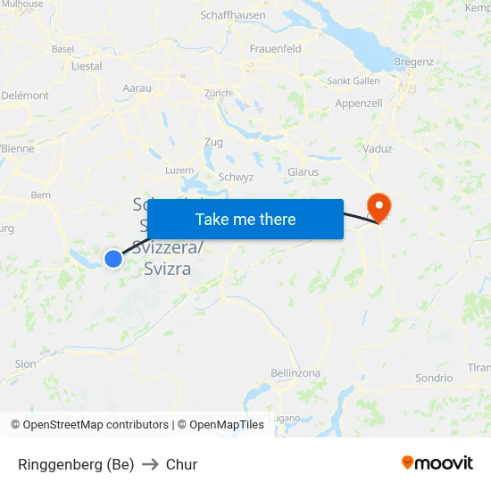Ringgenberg (Be) to Chur map