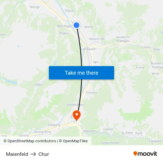 Maienfeld to Chur map