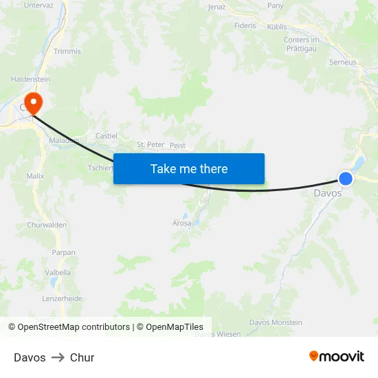 Davos to Chur map