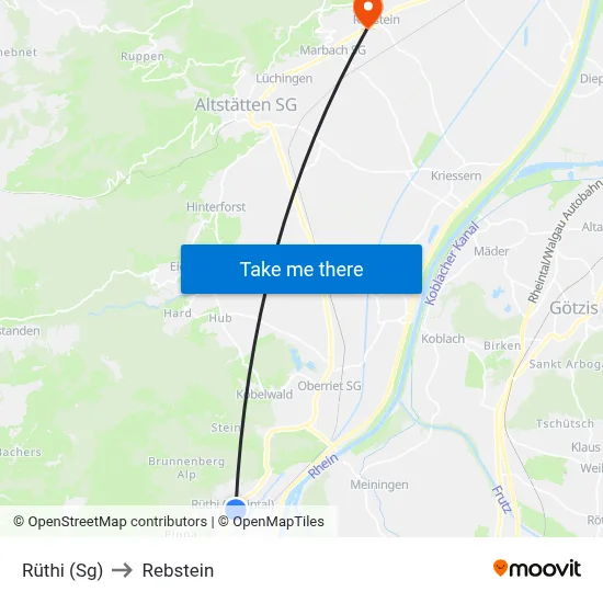 Rüthi (Sg) to Rebstein map