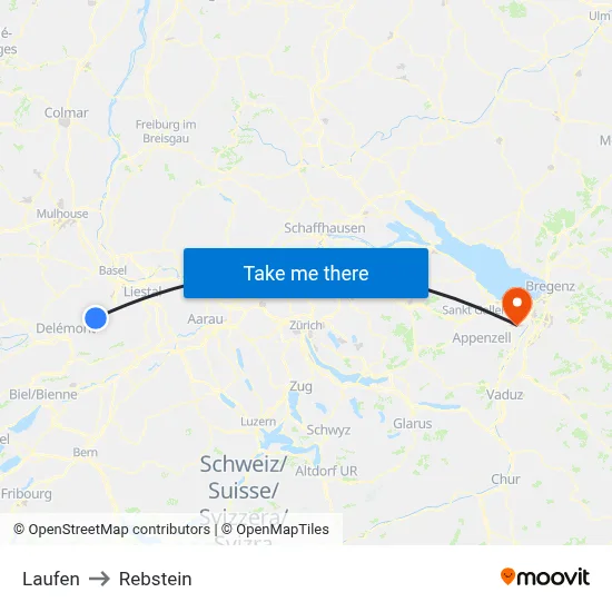 Laufen to Rebstein map