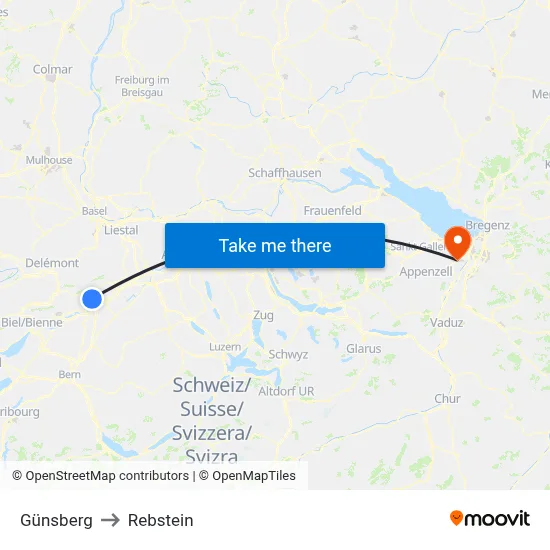 Günsberg to Rebstein map