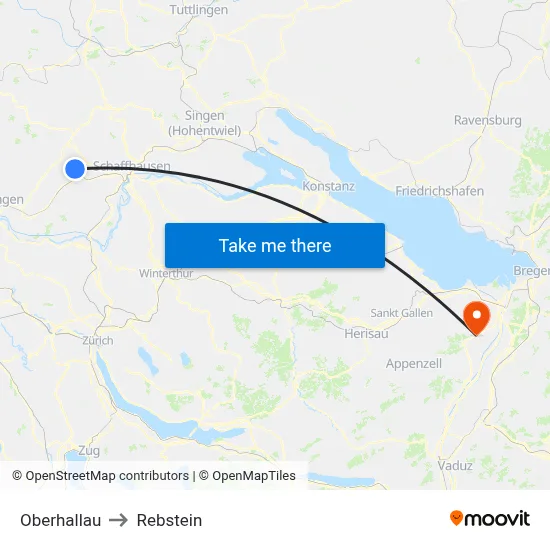Oberhallau to Rebstein map