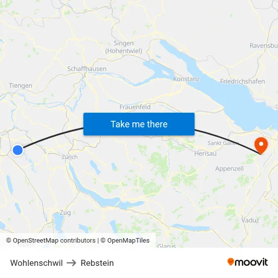 Wohlenschwil to Rebstein map