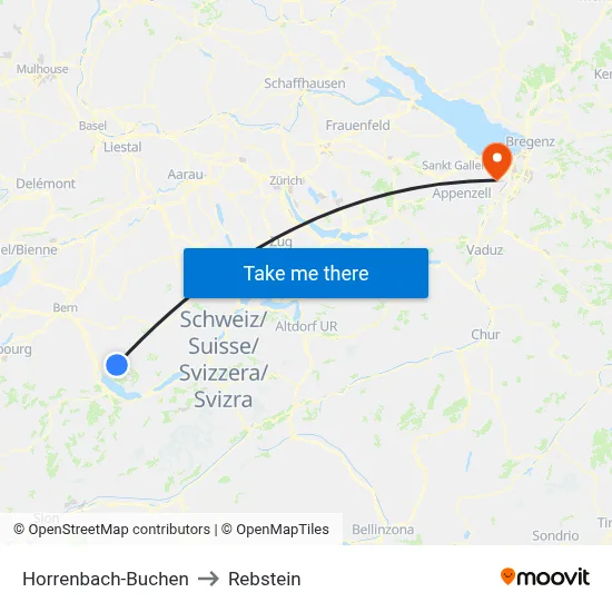 Horrenbach-Buchen to Rebstein map