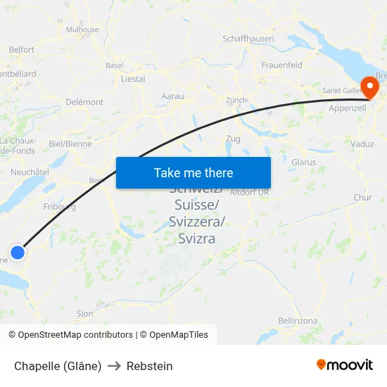 Chapelle (Glâne) to Rebstein map