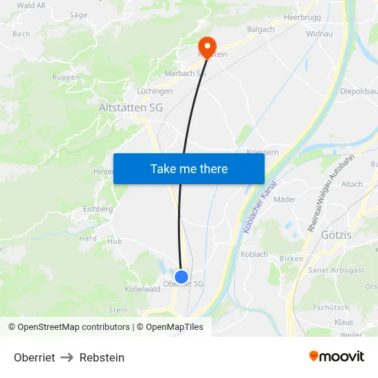 Oberriet to Rebstein map
