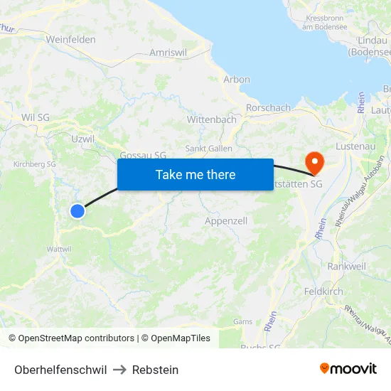 Oberhelfenschwil to Rebstein map