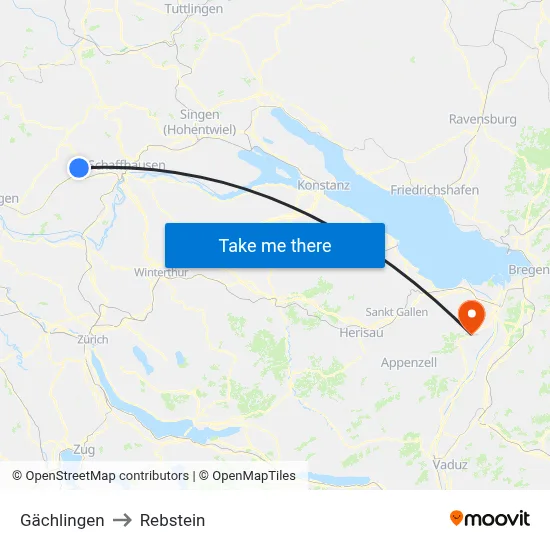 Gächlingen to Rebstein map