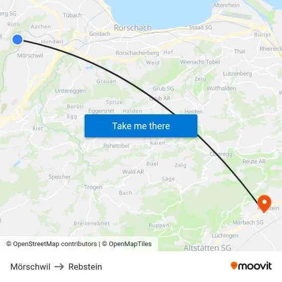 Mörschwil to Rebstein map
