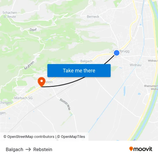 Balgach to Rebstein map