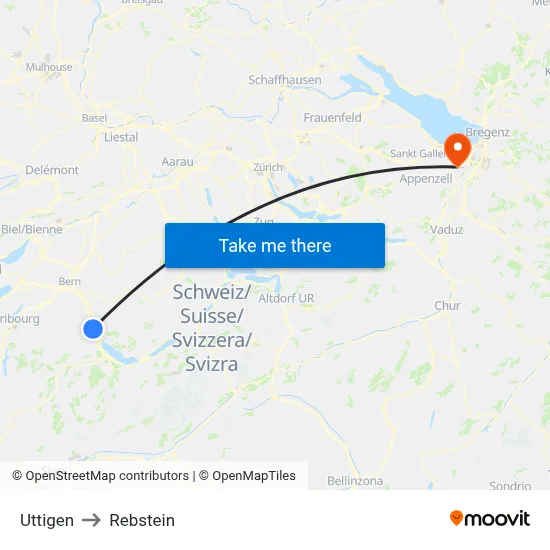 Uttigen to Rebstein map