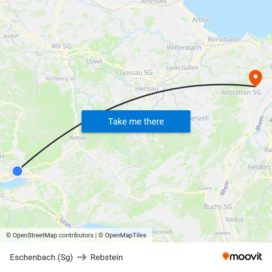 Eschenbach (Sg) to Rebstein map