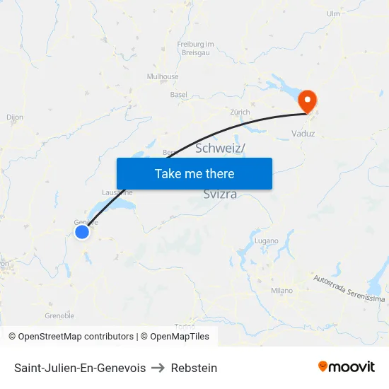 Saint-Julien-En-Genevois to Rebstein map