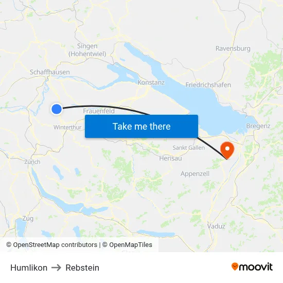 Humlikon to Rebstein map