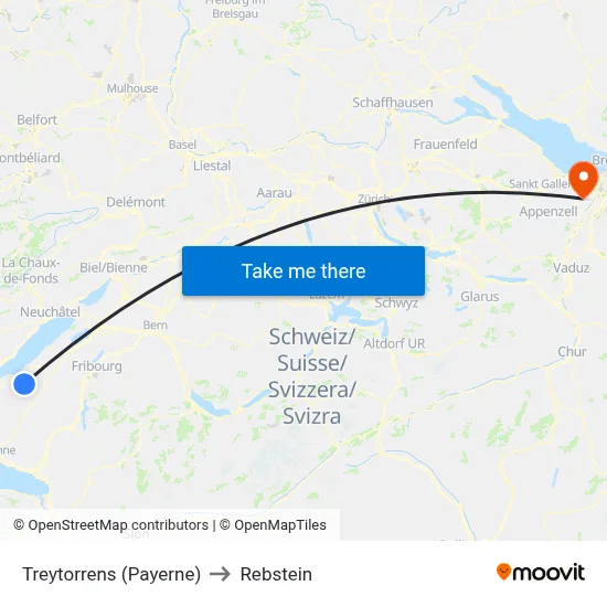 Treytorrens (Payerne) to Rebstein map