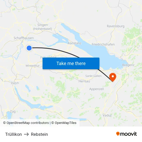 Trüllikon to Rebstein map