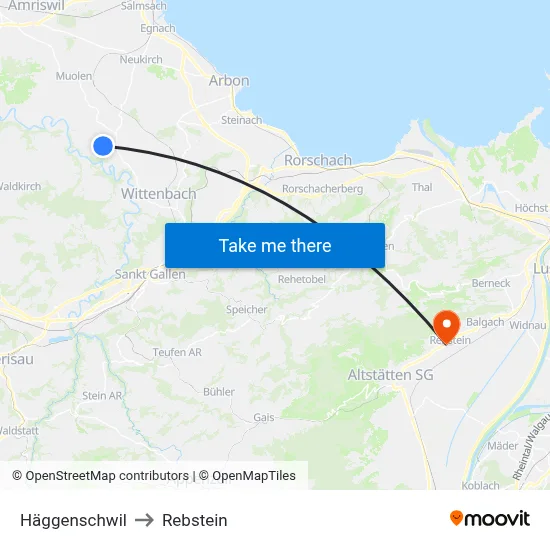 Häggenschwil to Rebstein map