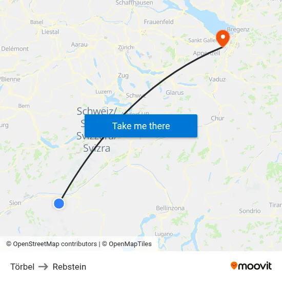 Törbel to Rebstein map