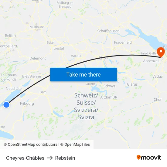 Cheyres-Châbles to Rebstein map