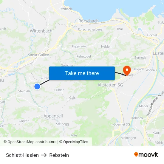 Schlatt-Haslen to Rebstein map
