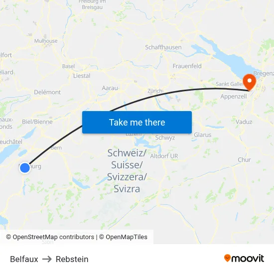 Belfaux to Rebstein map