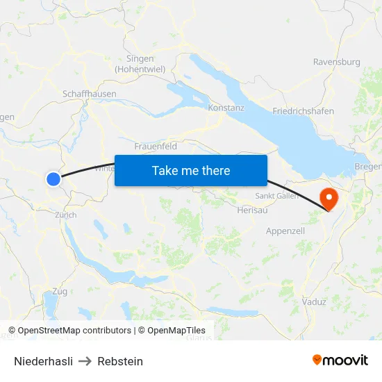 Niederhasli to Rebstein map