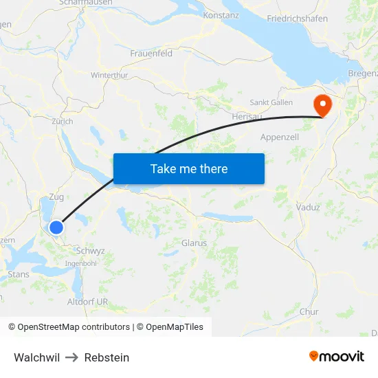 Walchwil to Rebstein map
